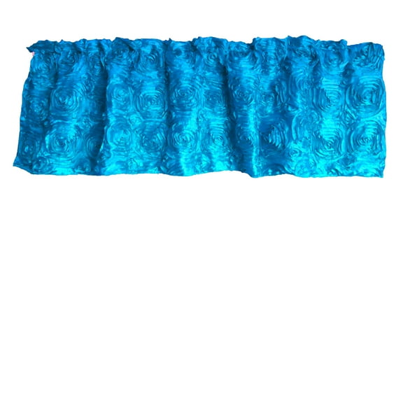 Rosette Floral Pop Up Flower Window Valance 54 Inch Wide Turquoise