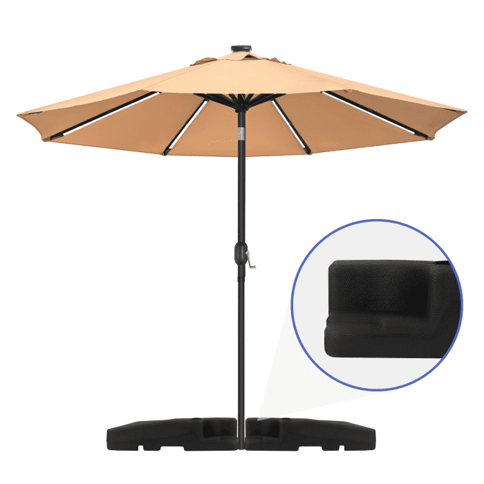 Heavy-Duty Cantilever Offset Umbrella Stand Base, 320LBS Weight Capacity, Easy Fill Spouts, 4-Piece Square Base, Patio Outdoor, Garden Poolside