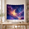 thumbnail image 5 of Moon Stars Luminous with Crescent Slightly Left Detailed, Mystical Fantasy for Space Lovers, Galaxy Room Decor, Housewarming Gift, Tapestry Wall Hanging for Bedroom and Dorm, 5 of 7