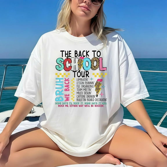 Oversized Teacher Shirts for Women | Back to School Graphic Tee | Teacher Appreciation Top (White, S Size)
