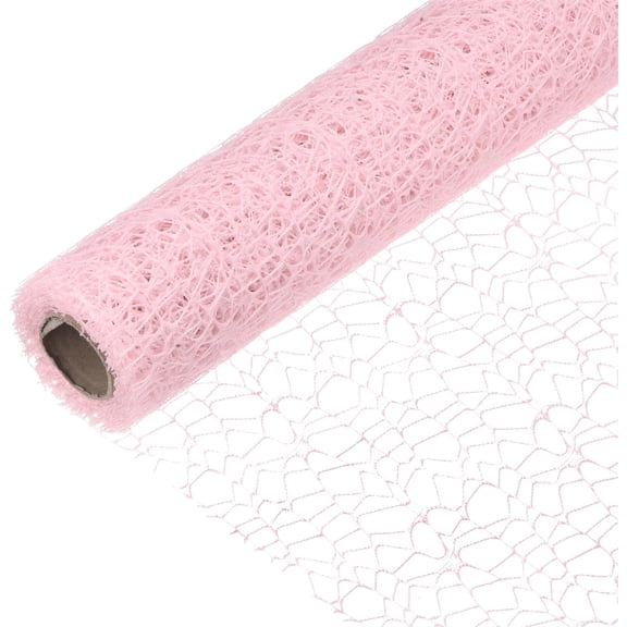 NOGIS Flower Wrapping Paper 177" L x 19.7" W Jacquard Net Mesh Openwork Floral Wrapping Paper Valentine's Day Florist Bouquet Supplies,for DIY Crafts Bouquet Gift Packaging (Pink)