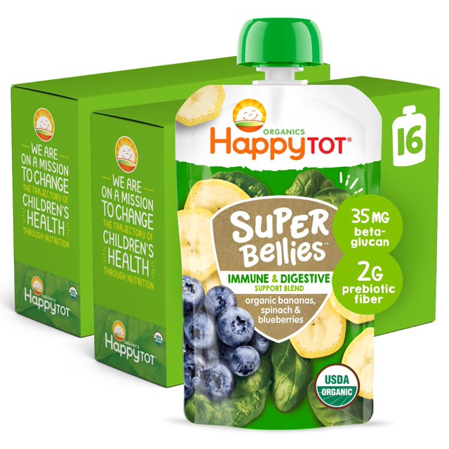 Bolsitas de comida para bebés HAPPYTOT Stage 4 Super Bellies 118 ml x16