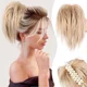 thumbnail image 1 of Extensiones de moño de pelo sintético liso y desordenado, banda elástica, moño de pelo esponjoso, coletero, postizo para mujer, 1 of 6