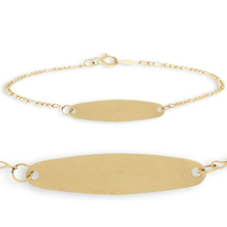 - 14k Yellow Gold Children's Figaro Baby Oval 6 ID Bracelet