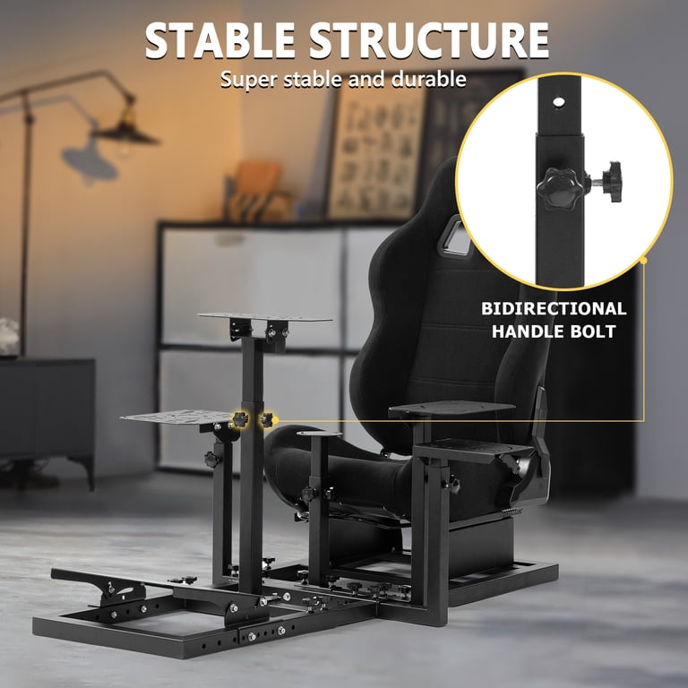 Marada 6030 Aluminum Racing Sim Cockpit With Seat & TV Stand Fit Logitech G29 G923 G920 Thrustmaster