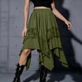 thumbnail image 2 of Women's Renaissance Pirate Skirt Contrast Lace Asymmetrical Midi Skirts Whimsical Clothes Army Green, 2 of 9