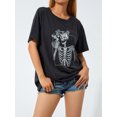 thumbnail image 4 of TRKIYQC Camiseta Vintage para Mujer, Jersey de Cuello Redondo de Manga Corta con Estampado de Esqueleto/Luna para Adultos TRKIYQC  casual, 4 of 9
