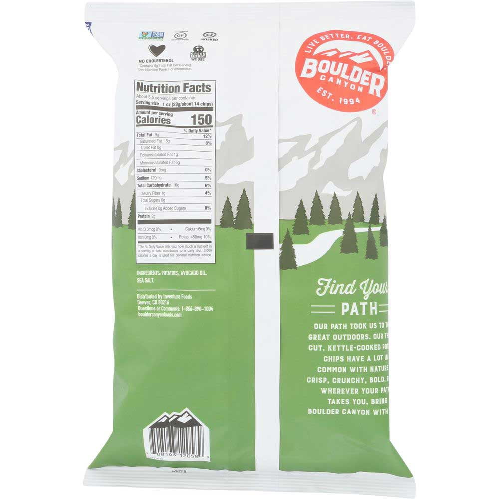 Boulder Canyon Avocado Oil Canyon Cut Classic Sea Salt Potato Chips, 5.25 Ounce -- 12 per Case.