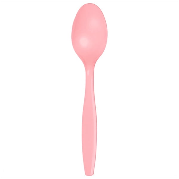 Premium Plastic Spoons Bulk Classic Pink,Pack of 50 EA