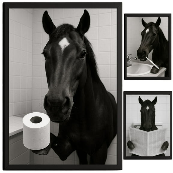 TheNameStore Horse Bathroom Decor Farmhouse Photo Picture 8.5x11 Farmhouse Photo Picture Art Prints Set of 3