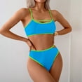 thumbnail image 5 of TOWED22 Women's Solid Color Bikini Swimsuits Twist Front Tie Back 2 Piece Bathing Suit V Neck Ruched Swimsuits Bikinis（Sky Blue,M）, 5 of 8