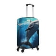 thumbnail image 3 of Daiia Ice Blue Ocean Cute Dolphin Luggage Cover, Thickened Washable Travel Luggage Covers, Elastic Unique Baggage Covers for 18-20 inch Luggage-Large, 3 of 9