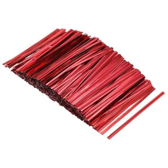 Uxcell 750 Pack Foil Twist Ties 3" Plastic Closure Tie for Tying Bread, Candy, Cookies, Gift Bags, Red