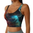 thumbnail image 2 of Balery Neon Spectrum Cat Portrait Sujetadores deportivos con espalda cruzada para mujer, acolchados, sin costuras, de alto impacto, ideales para yoga, gimnasio, entrenamiento y fitness.-XX-Large, 2 of 8