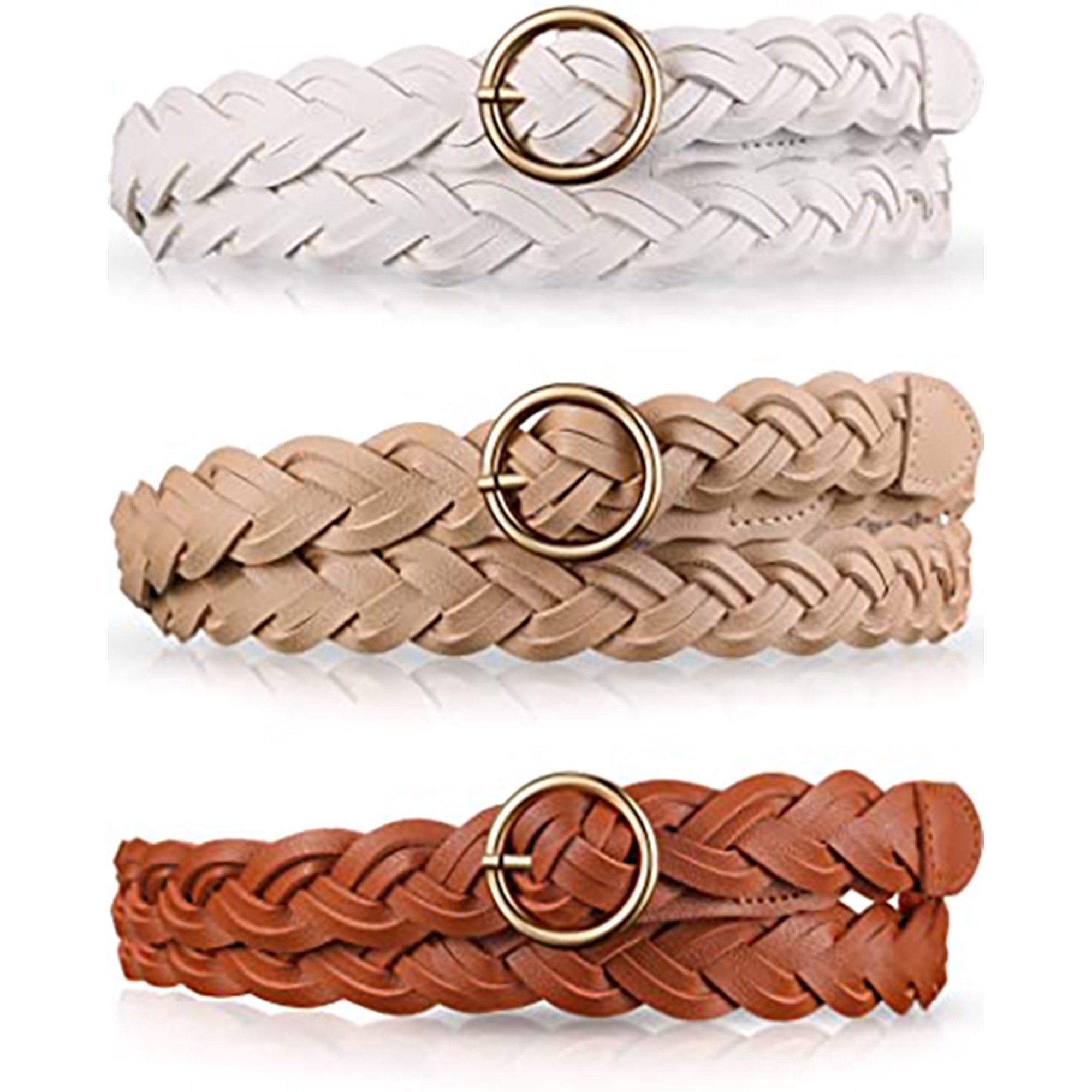 3 Pieces Women\'s Braided Leather Belt Skinny Woven Braided Belt O-Ring Buckle Le Skinny Braided Belt In Italian Leather For Women | J.Crew main image 4