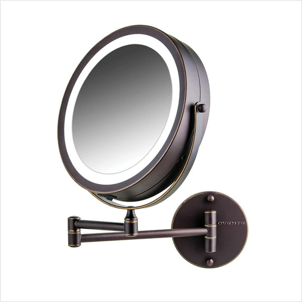 Ovente Lighted Wall Mount Makeup Mirror, Makeup Mirror With Extension Arm