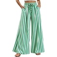 thumbnail image 2 of Endives Wide Leg Pants for Women Summer Striped Loose Straight Leg Elastic Waist Trousers with Pockets Vacation Outfits Flowy Pants for Women, 2 of 6