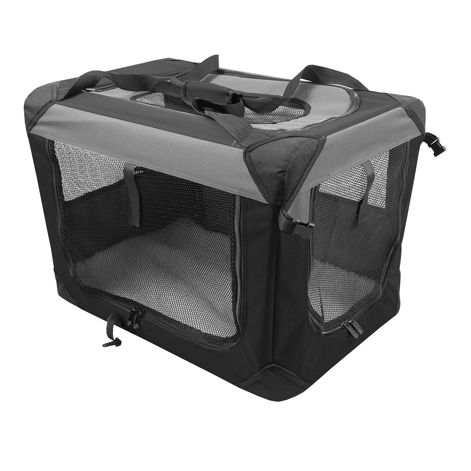 Multipurpose Pet Soft Crate with Fleece Mat Black/Gray Small