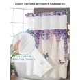 thumbnail image 4 of No Hook Shower Curtain with Snap in Liner,Retro Spring Purple Vineflowers Waterproof Bath Curtain Double Layers with See Through Top Window,Butterflies on Linen Hotel Shower Curtains 36x72in, 4 of 9