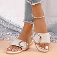 thumbnail image 2 of HAOTAGS Womens Flat Sandals with Belt Buckle,Adjustable Buckle Lightweight Breathable Open-Toe Beach Slippers Beige 8.5, 2 of 6