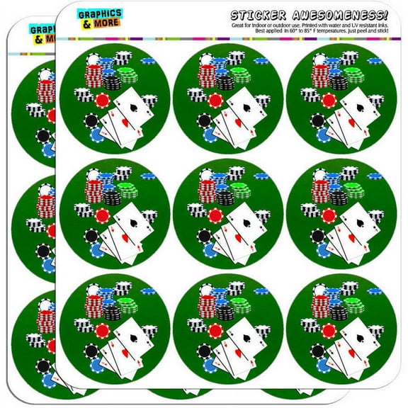 Poker Aces Cards Chips Gambling 18 2" Planner Calendar Scrapbooking Crafting Stickers