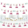 Big Dot of Happiness 1st Birthday Pink Flamingo - First Birthday Party DIY Decorations - Clothespin Garland Banner - 44 Pieces