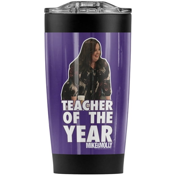 Mike & Molly Teacher Of The Year Stainless Steel Tumbler 20 oz Coffee Travel Mug/Cup, Vacuum Insulated & Double Wall with Leakproof Sliding Lid | Great for Hot Drinks and Cold Beverages