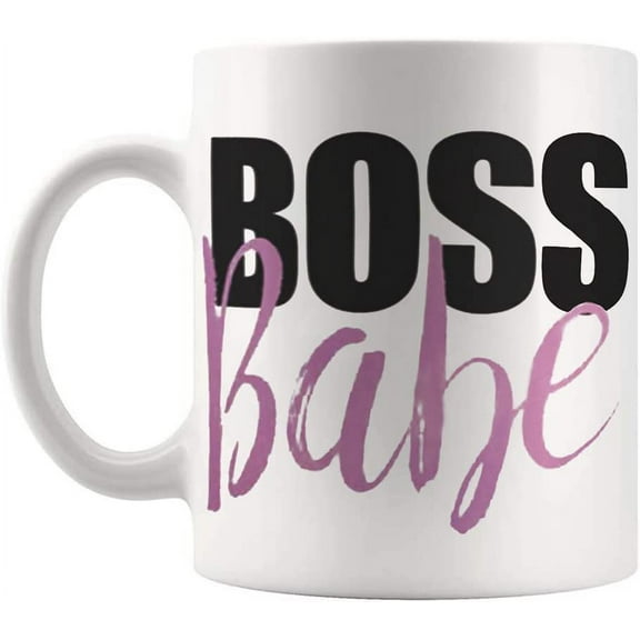 Boss Babe Mug Female Boss Lady Women Bosses Woman Ladies Girl Power Mugs, 11 Oz Novelty Coffee Mug/Cup, White