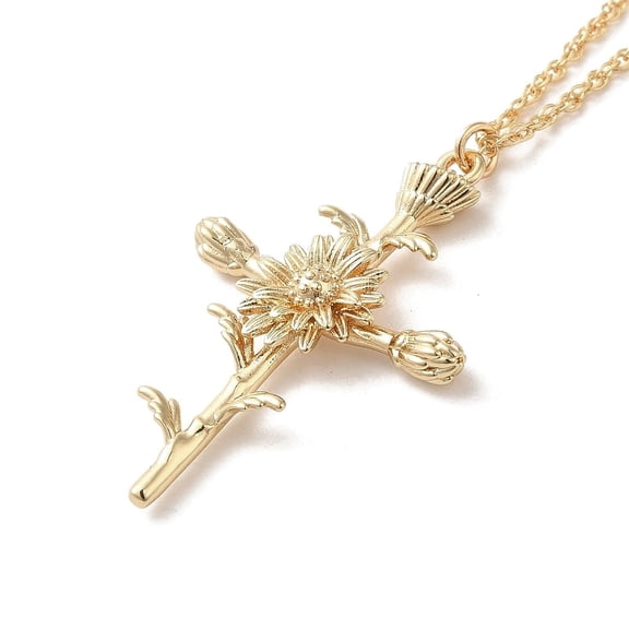 304 Stainless Steel with Flower Pendant Necklaces for Women Golden 18.07 inch(45.9cm)