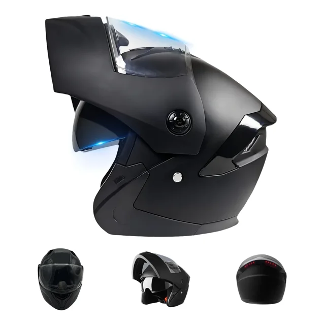 Casco Moto Abatible Certificado Dot Con Led Luz