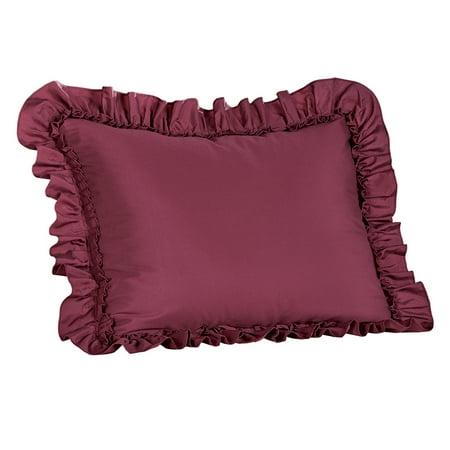 Croscill Red Sham - Elegant Ruffled Pillow Shams - Versatile & Classic Decor for Bedroom, Sham, Burgundy