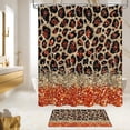 thumbnail image 5 of 4 Pcs Black Leopard Print Shower Curtain Set with Non-Slip Rugs, Toilet Lid Cover and Bath Mat, Wild Animal Skin Bathroom Decor Set with Shower Curtain and Rugs(Hooks Not Included), 5 of 6