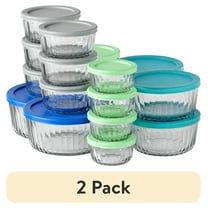 (2 pack) Anchor Hocking Sculpted Glass Food Storage Containers with Lids, 20 Piece Set