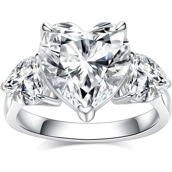 Solitaire 3 CT Engagement Ring Brilliant Heart Cut Diamond Ring Plated White Gold Anniversary Gift