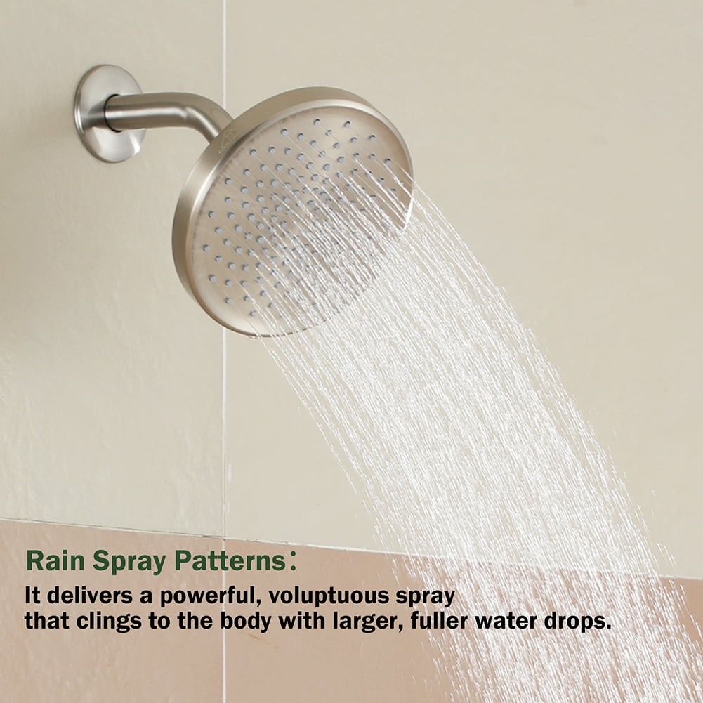 Kepooman 6-Inch Circular Large Rainfall Brushed Nickel Shower Head, 360°Adjustable Angles Single Wall-Mount Showerhead Kepooman 6-Inch Circular Large Rainfall Brushed Nickel Shower Head, 360°Adjustable Angles Single Wall-Mount Showerhead