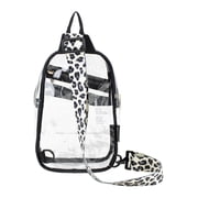 Eastsport Clear Fashion Sling Backpack, Black/Leopard