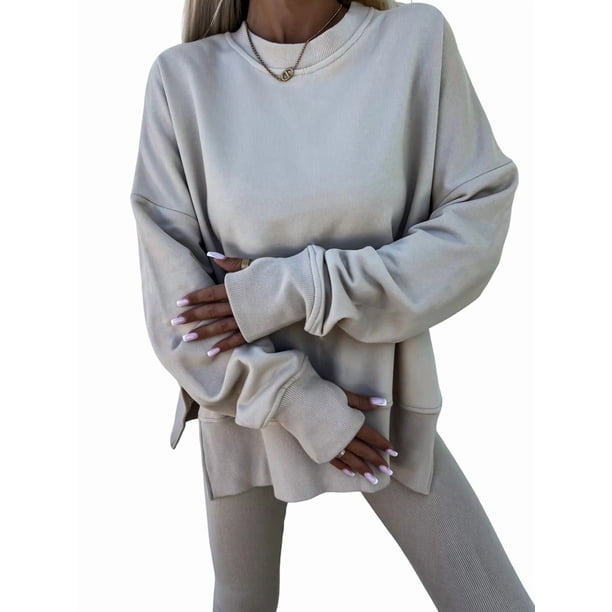 Conjunto de Sudadera y Leggings para Mujer, 2 Piezas, Sudadera Extragrande, Pantalones Ajustados y Chándal Albaricoque M