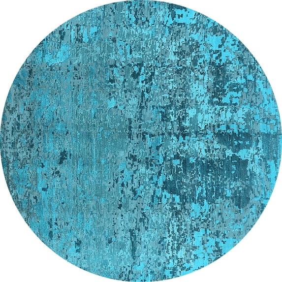 Ahgly Company Indoor Round Oriental Light Blue Industrial Area Rugs, 4' Round