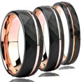 thumbnail image 6 of Tungsten Carbide Two-tone Ring Rose Gold and Black Diamond-cut Sandblasted Finish Unisex Tungsten Steel Couple Rings, 6 of 9