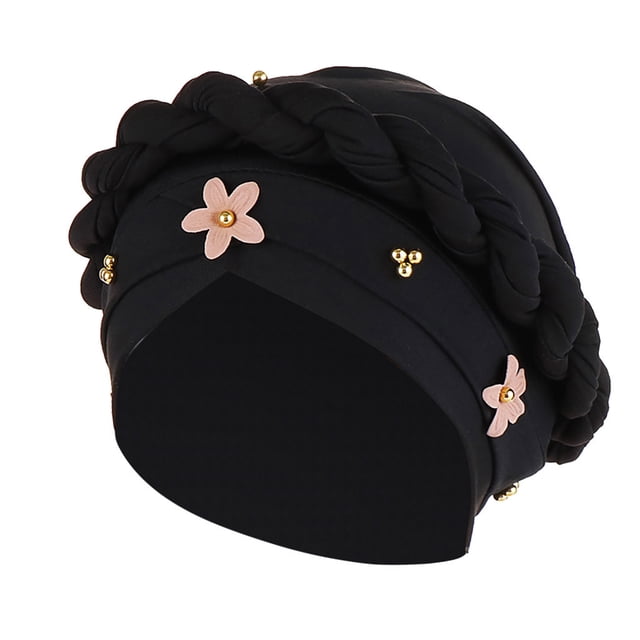 Women Floral Braid India Hat Muslim Ruffle Cancer Chemo Beanie Turban Wrap Cap