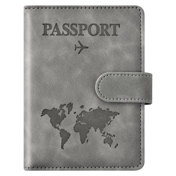 Eoehro Passport Holder for Travel Essentials, Passport Wallet Cover Case for Travel Must Haves Accessories,Passport Book Holders for Women and Men(gray)