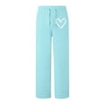 thumbnail image 6 of CHUMUD Women's Open-bottom Fleece Sweatpants Wide Leg Baggy Heart Print Sweat Pants Drawstring High Waisted Jogger Pants with Pockets, 6 of 6