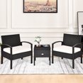 thumbnail image 4 of Gymax Ensemble de Conversation de Patio en Rotin 3 Pcs Ensemble de Meubles d'Extérieur avec Table de Rangement, 4 of 9