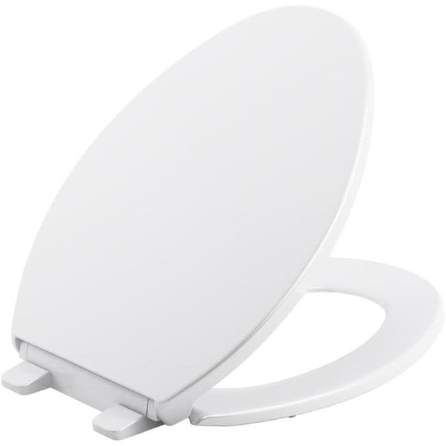 Kohler Elongated Closed Front Toilet Seat Quiet Soft Cover White Wood Hardware 