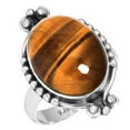 thumbnail image 1 of 925 Silver Ring For Women - Girls Brown Genuine Tiger Eye Stone Silver Ring Size 13 June Birthstone Elegant Silver Ring Size 13 Gift For Mother On Mothers' Day 925 Gemstone Silver Jewelry, 1 of 6