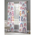 thumbnail image 4 of Boho Colorful Rainbow Sheer Curtains 96 Inch Length 2 Panels Set Window Treatments, Cartons Rainbows BIG SISTER Text Rod Pocket Semi Curtains for Living Room/Bedroom/Kitchen Décor, 104"W x 96"L, 4 of 7