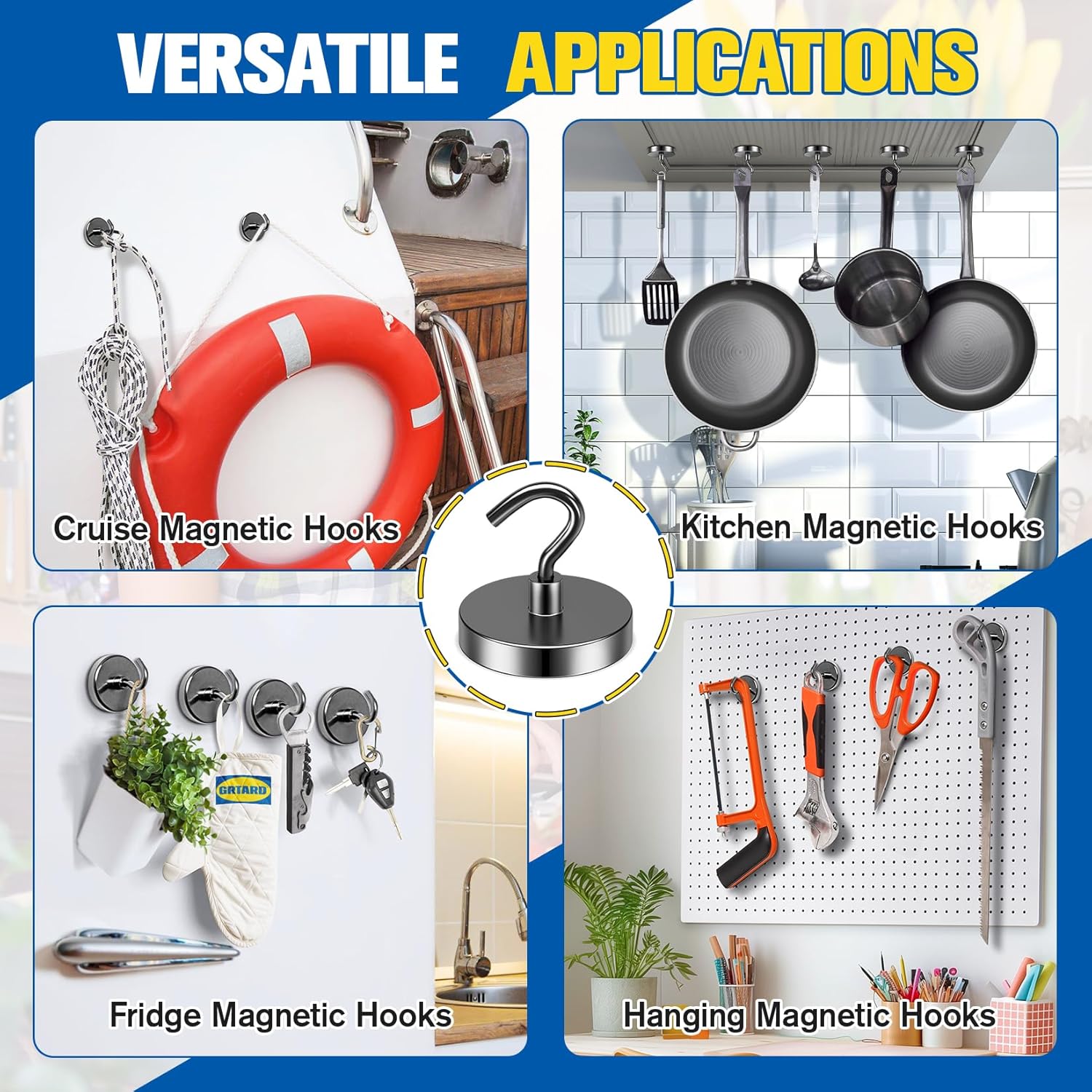 GRTARD 10-Pack Magnetic Hooks Heavy Duty 110 lbs photo 4