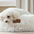 thumbnail image 2 of TOWN & COUNTRY LUXE CuddleTown Fuzzy Solid Donut Pet Bed, Soft, Cozy & Calming, Water Repellent, Non-Slip Bottom, 100% Machine Washable, Cream, Small 24"x24"x7" Round, 2 of 6