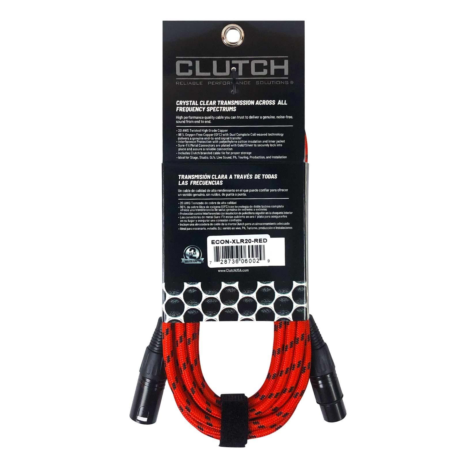 Clutch 20' Red Braided Sure-Fit XLR Female to XLR Male Microphone / Speaker Cable (4 pack)