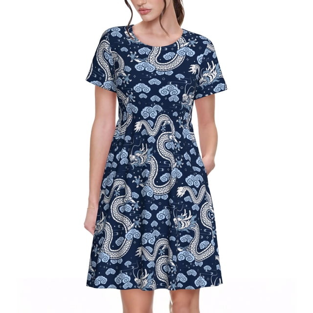 Balery Dragons Vestidos sueltos de manga corta para mujer, vestidos de verano 2025, vestidos casuales de corte A con vuelo.